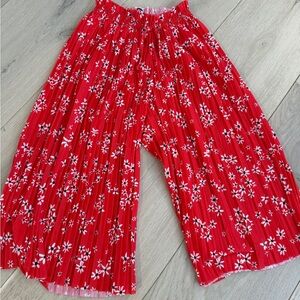 Girls Zara Red Floral Pleated Culottes